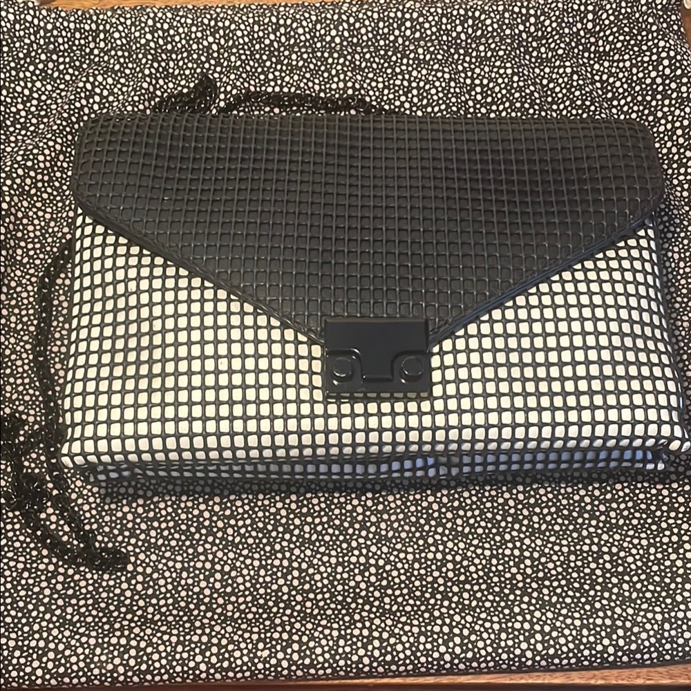 Loeffler Randall Black & White Geometric Techno Crossbody/Clutch